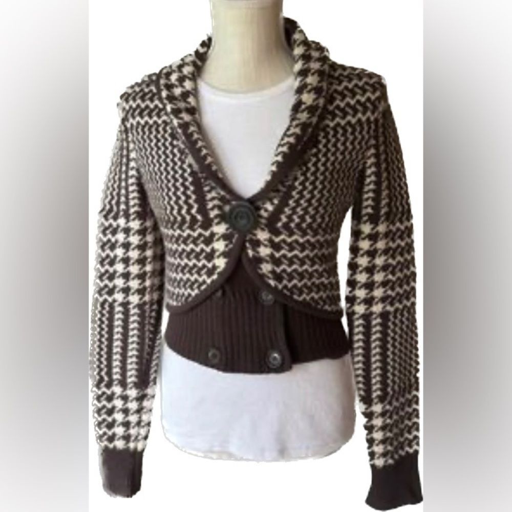 Anthropologie Cartonnier - Wool Brown Jabberwocky Cardigan Sweater - size L NWOT - Picture 2 of 10